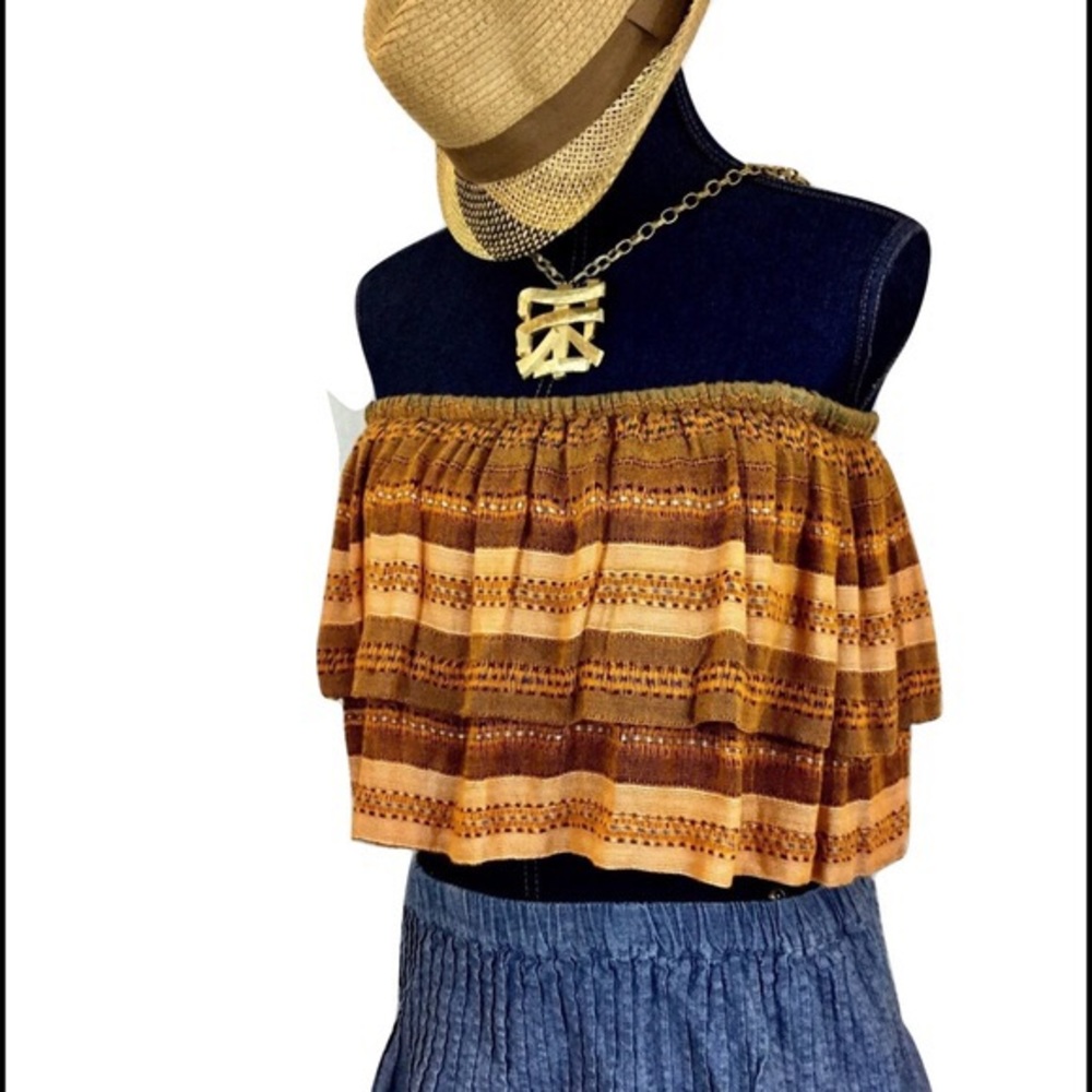 NEW FREE PEOPLE Medium Crop Tube Top Orange Stripe