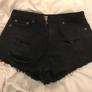 Black jean shorts