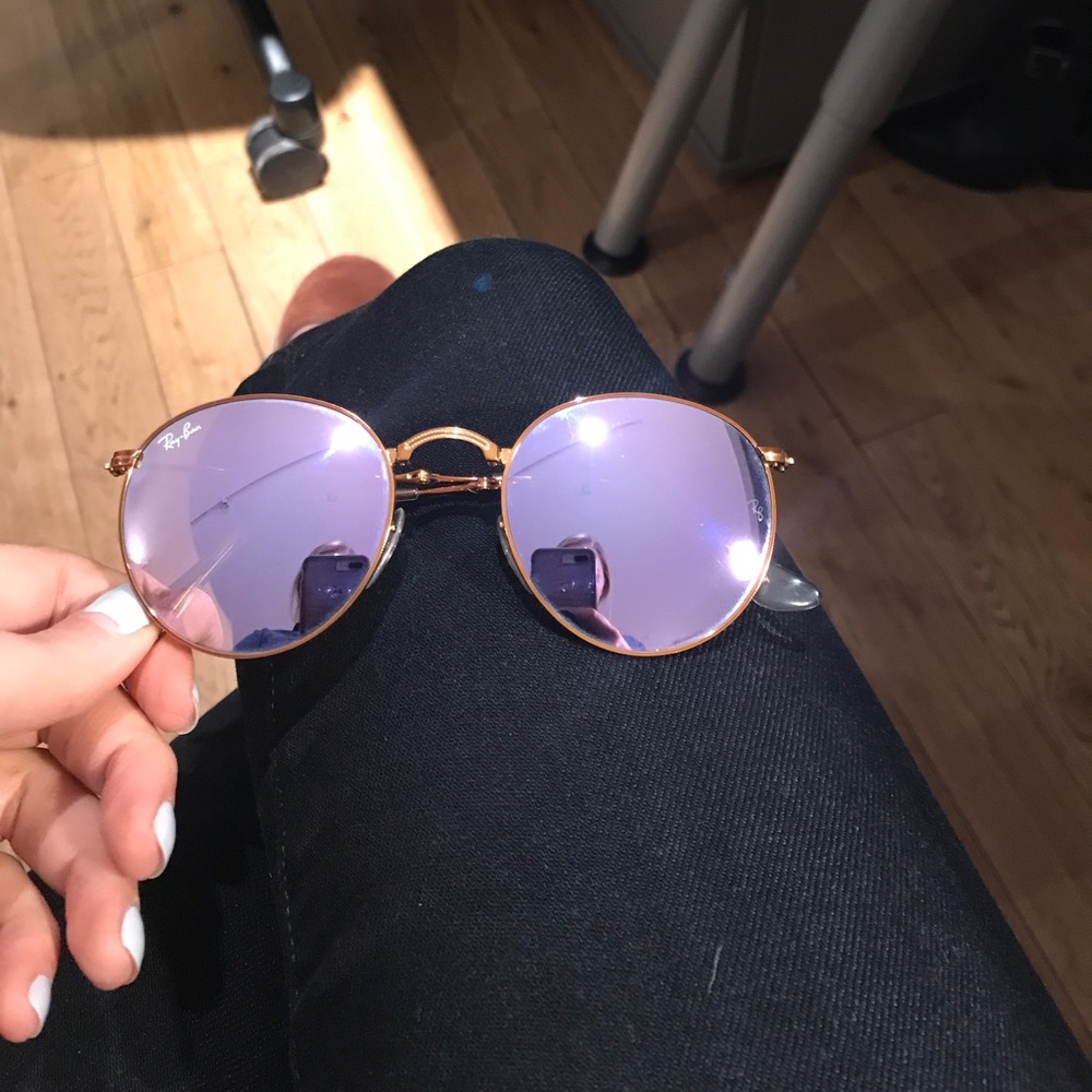 Ray ban purple round mirrored sunglasses