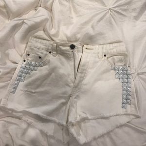 White jean shorts high rise cheeky
