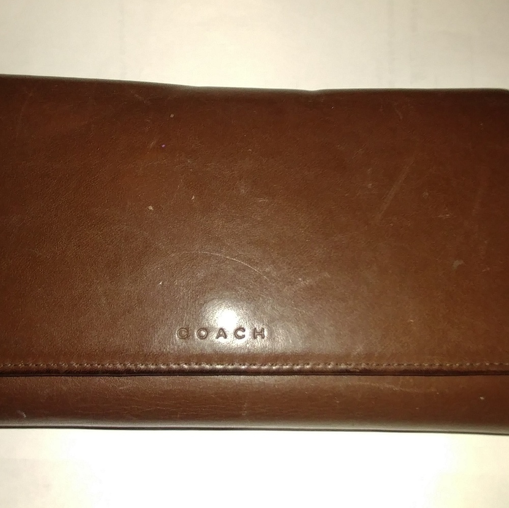 Authentic 6oz Leather COACH CHECKBOOK WALLET