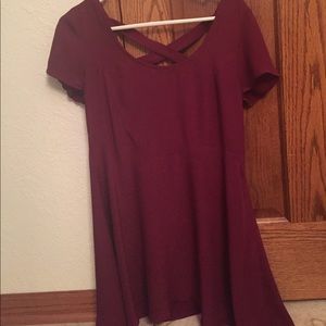 Maroon dress with cross back