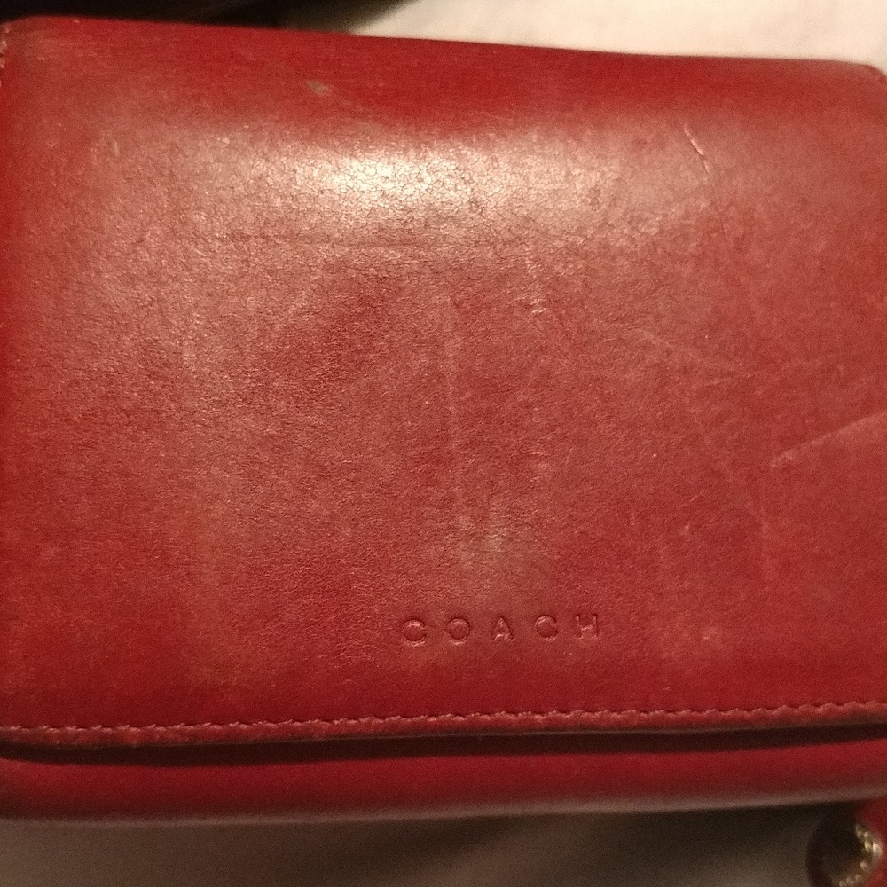 RED SMALL COACH Billfold wallet