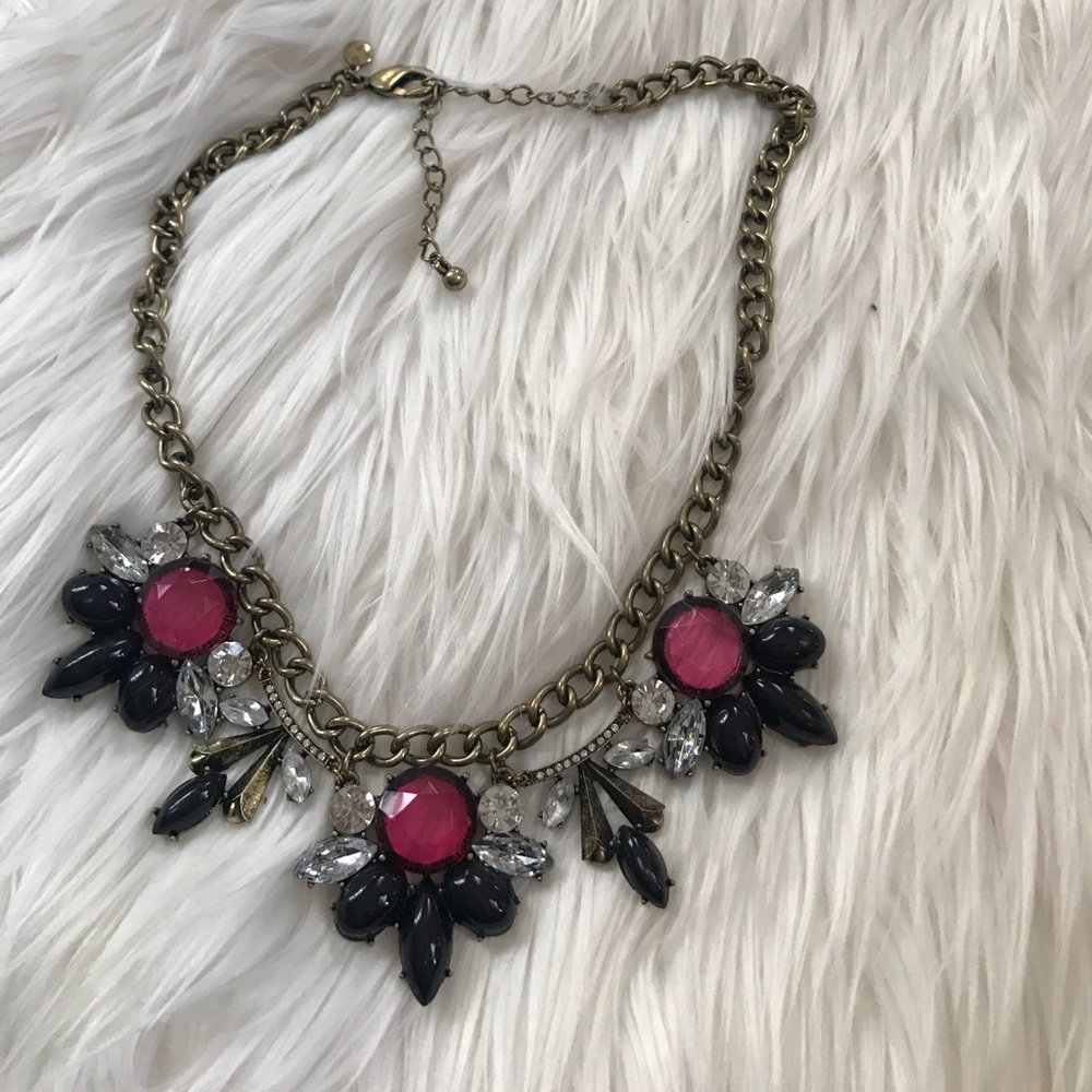 Jcrew Burgundy & Navy Burnished gold necklace