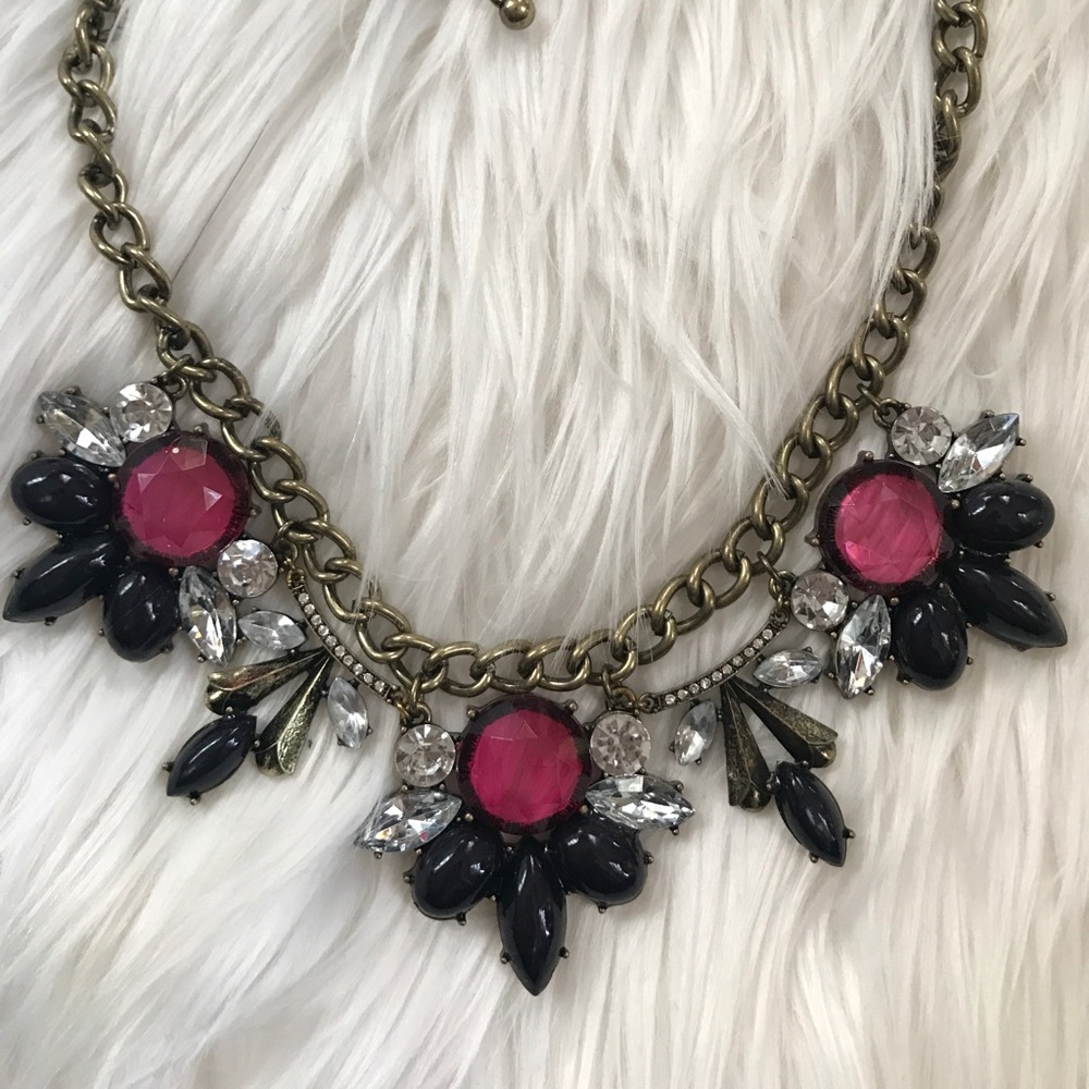 Jcrew Burgundy & Navy Burnished gold necklace - Picture 2 of 2