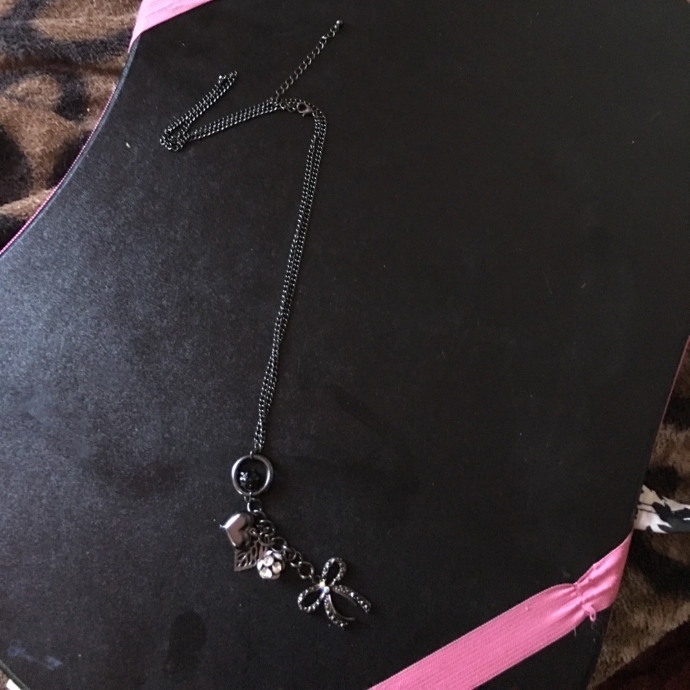 Black long chained necklace