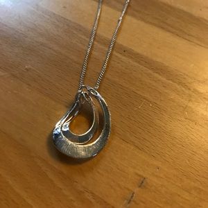 Silver double pendant necklace