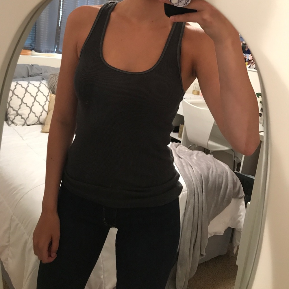 Gray tank top.