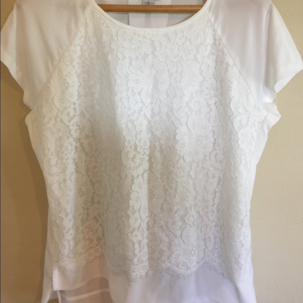 Liz Claiborne white blouse with lace  size Large