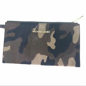 Michael Kors Bedford Camo Calf-Hair Zip Clutch