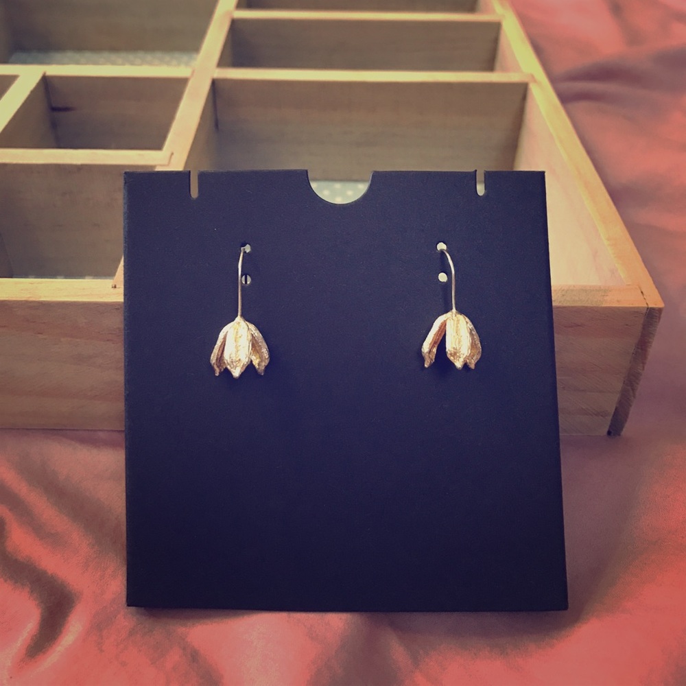 Dry Flower Earrings with Long Backing