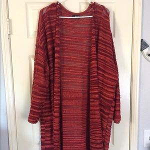 Long red/orange striped cardigan/sweater!