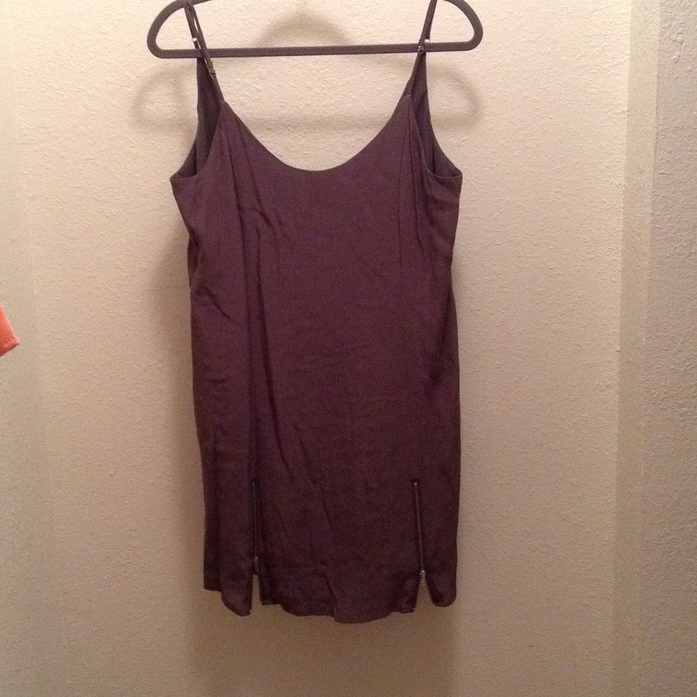 Gray shift dress with zippers