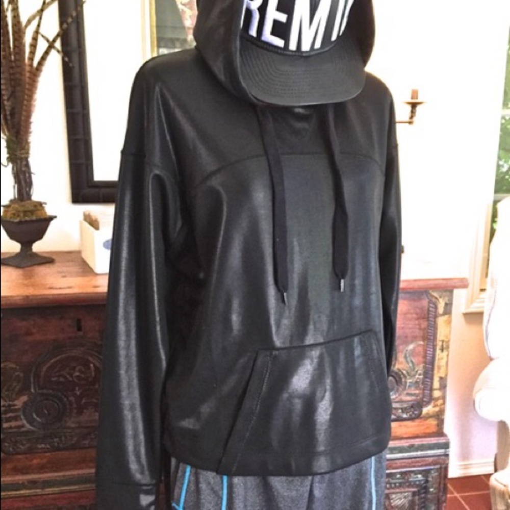 Zara Black Leather "look" sweatshirt.