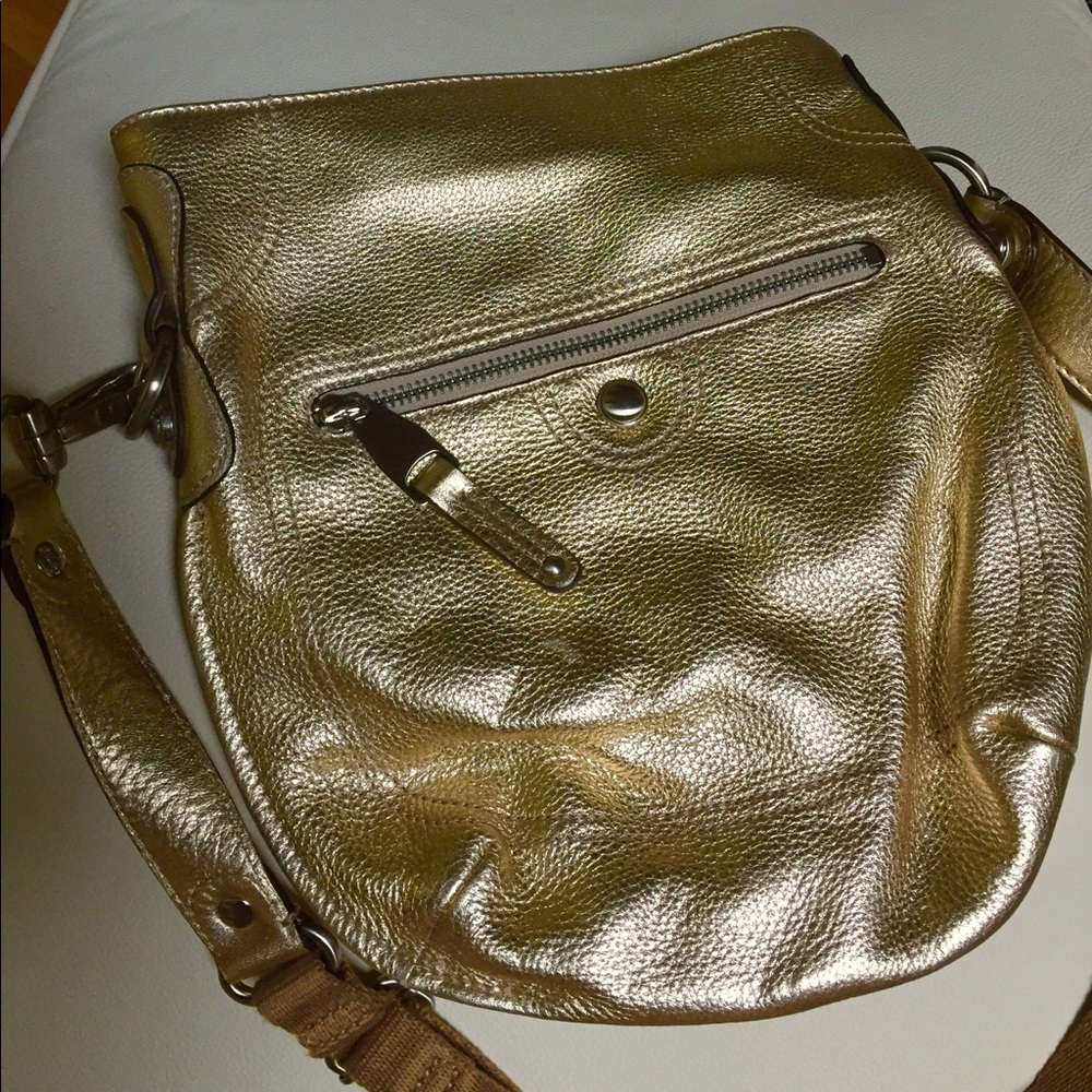 B Makowsky Metallic Leather Crossbody Bag