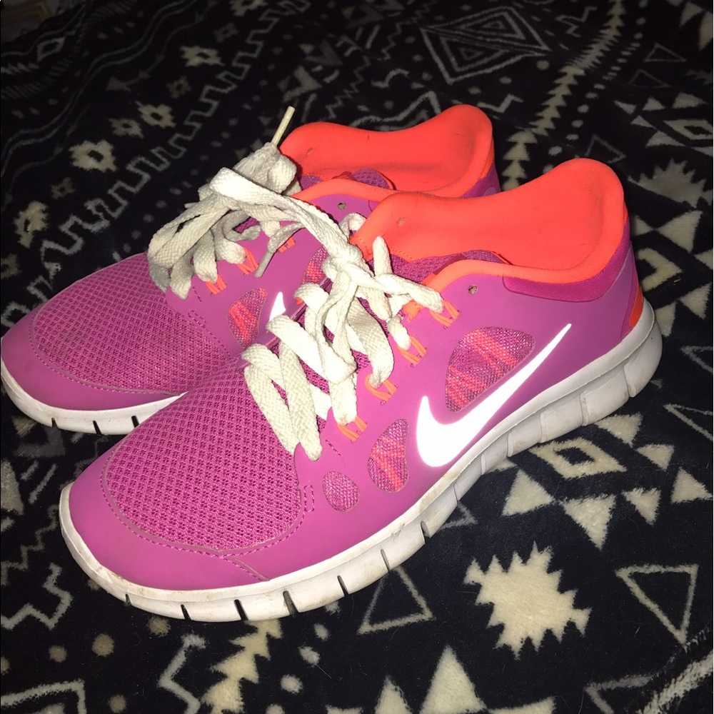 Pink and orange girls youth 5.5 Nike sneakers