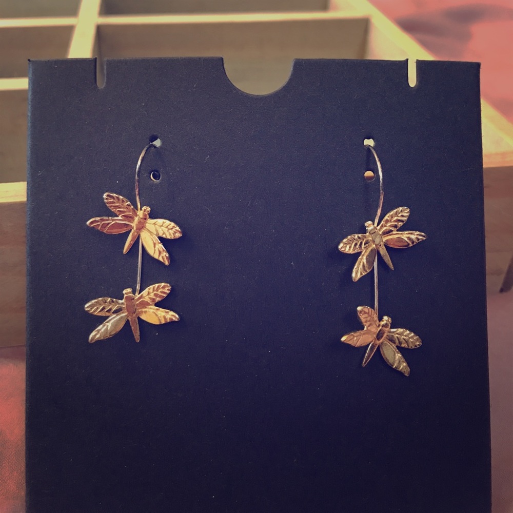 Butterflies Waterfall Earrings with Long Backing