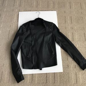 Black leather motorcycle jacket