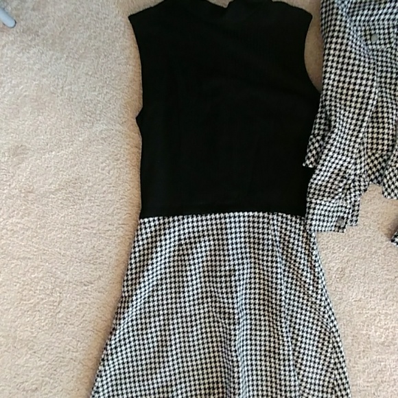 Houndstooth print tank top dress with jacket ** - Picture 3 of 3