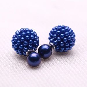 BLUE PEARL DAINTY REVERSIBLE DOUBLE STUD EARRINGS