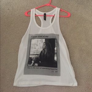 Graphic racer back tank top