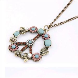 VOGUE peace love Vintage boho statement necklace