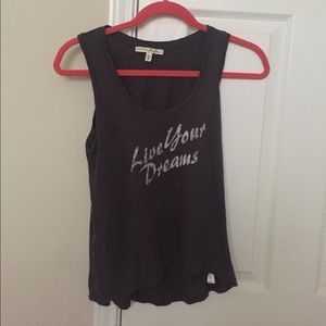 Graphic racer back tank top. "Live Your Dreams"