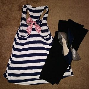 *SALE!* Racerback Tee with American Flag Bow