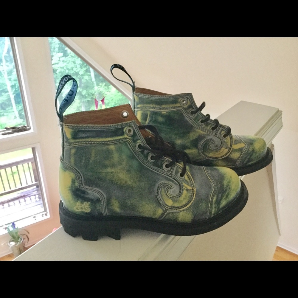 John Fluevog 7th Heaven Derby Swirl Acid Green Sz8