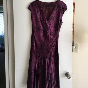 Purple black floral cocktail dress