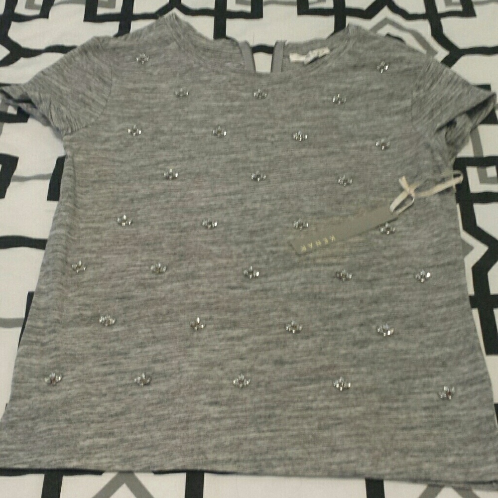 Short sleeve rhinestone tee