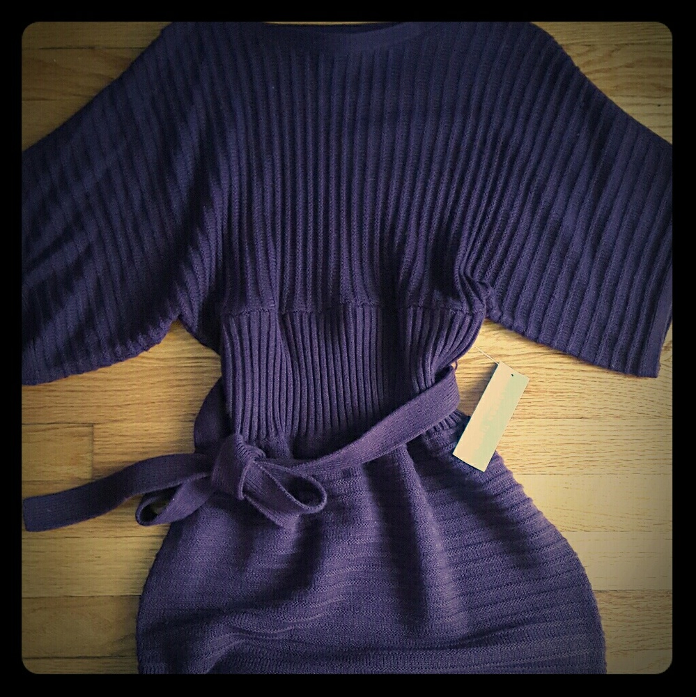 Plum Sweater Dress - knee length dress