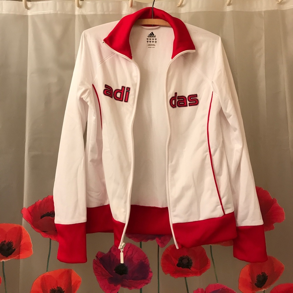 Price drop‼️ Red and White Adidas Jacket