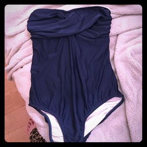 One piece blue swim suit