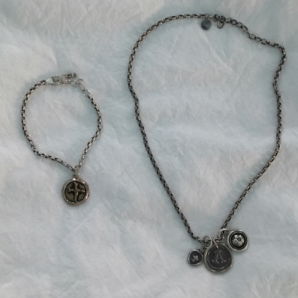 waxing poetic charms, necklace, and bracelet