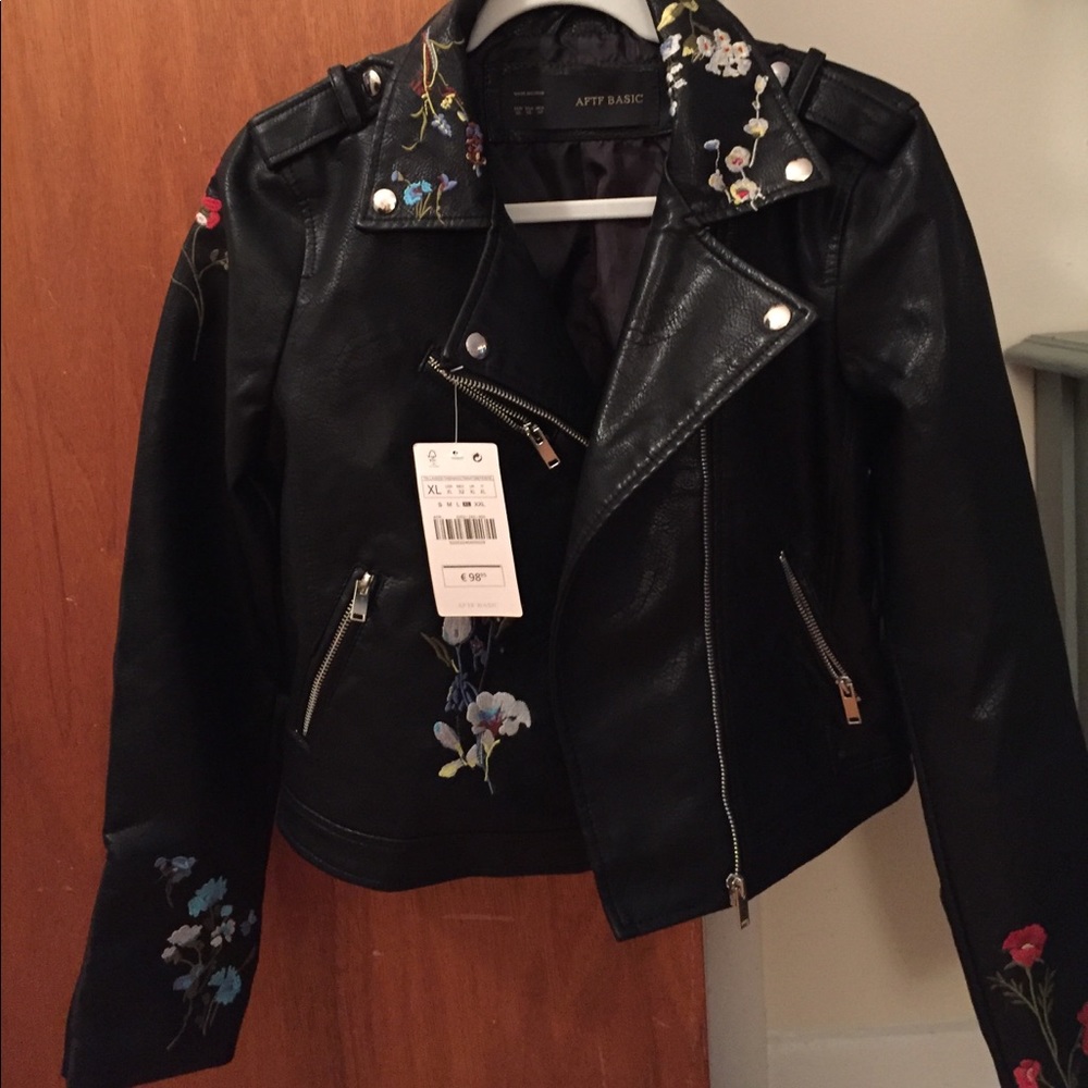 Black leather moto jacket