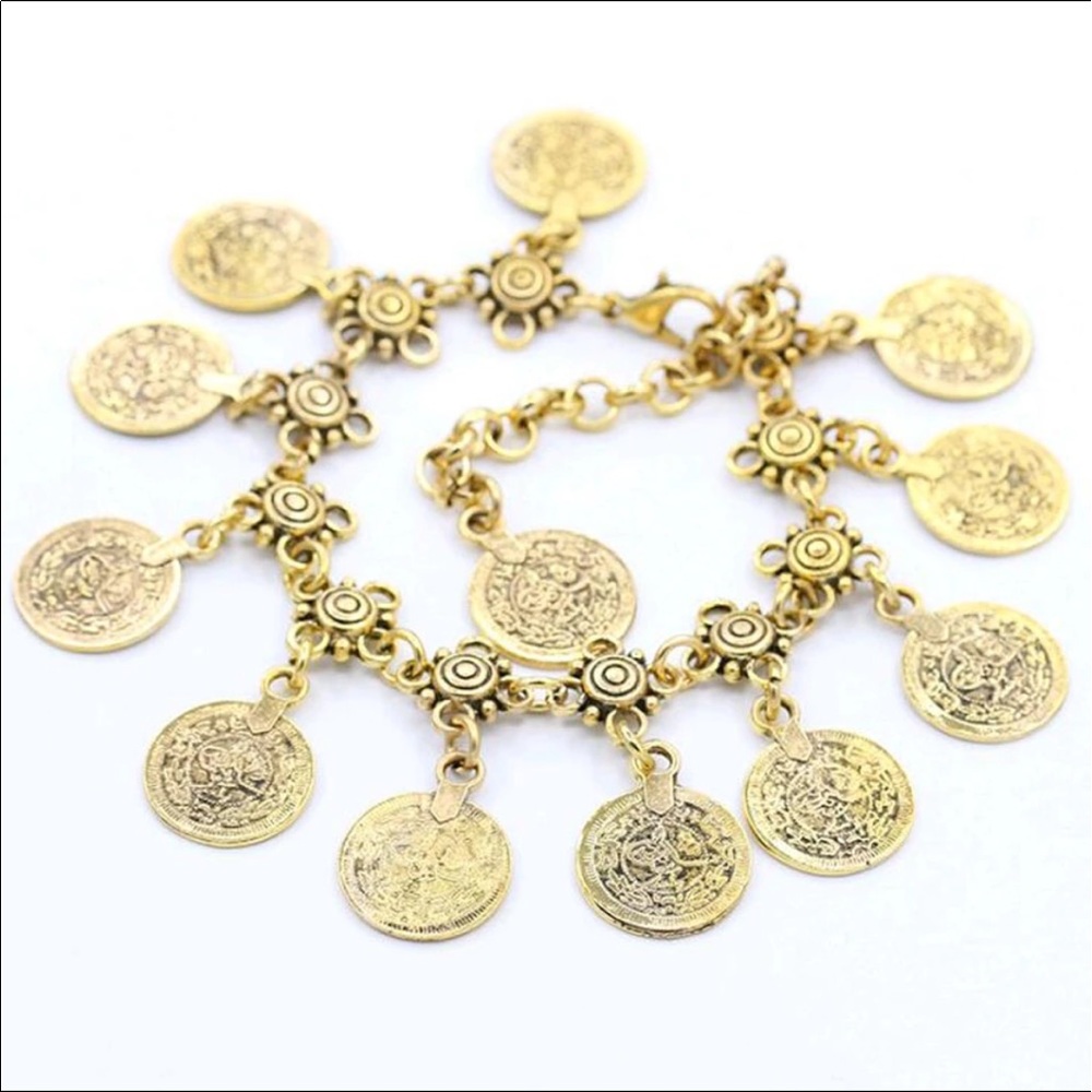 🔥Brilliant  rich money coin charm anklet bracelet - Picture 3 of 4