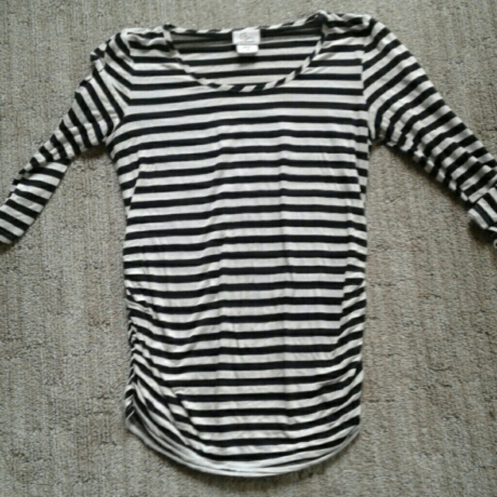 Oh Baby! Black and white stripe maternity shirt