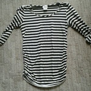Oh Baby! Black and white stripe maternity shirt
