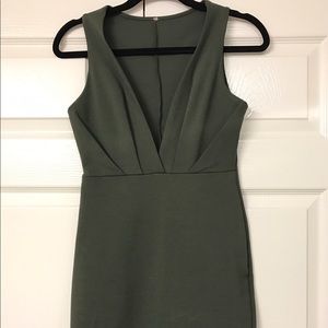 Cute Green Deep V Mini Dress