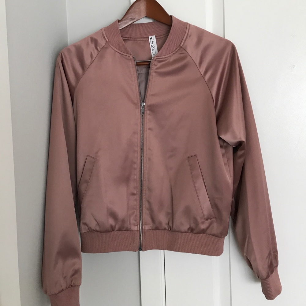 Blush pink bomber