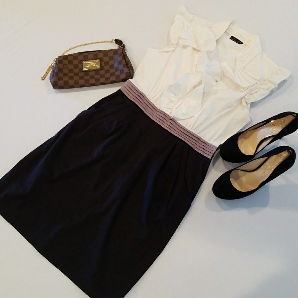 Max & Cleo colorblock ruffle dress with pockets