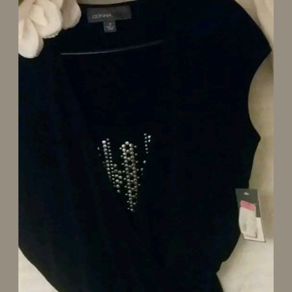 Studded Black Dress by Donna Ricco