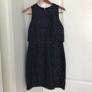 Navy and black dress with rose gold details