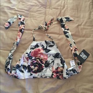 LF floral velvet halter top