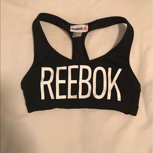 Black reebok sports bra