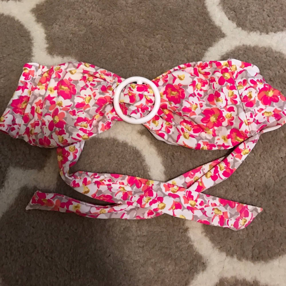 Pink floral bikini top