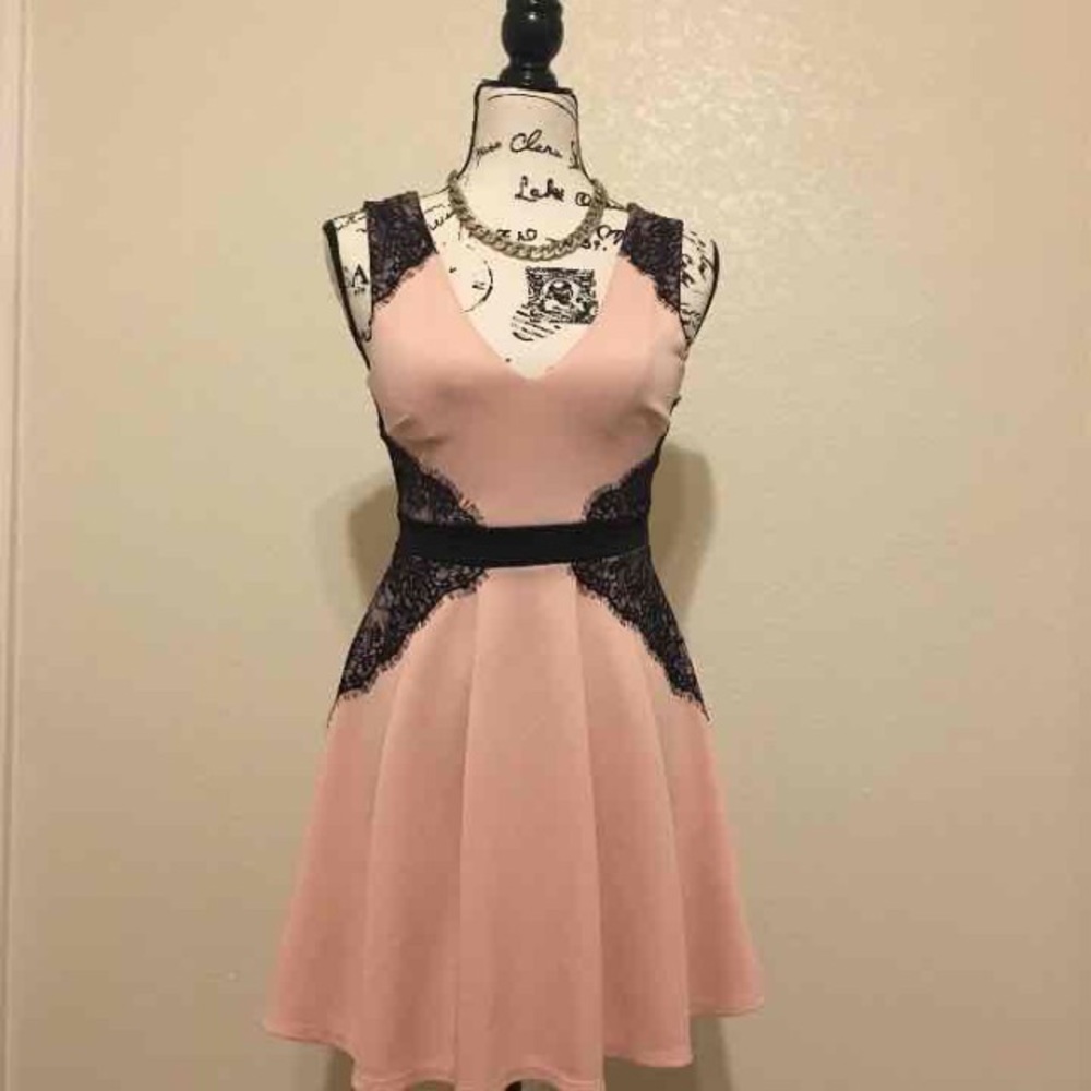 Pink and black laced dress