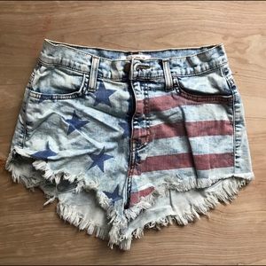 High-Waisted American Flag Shorts