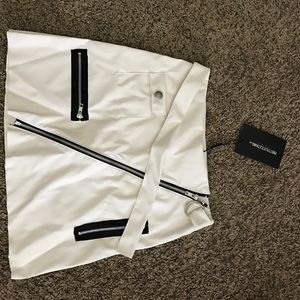White+Black MotoStyle PrettyLittleThing Miniskirt